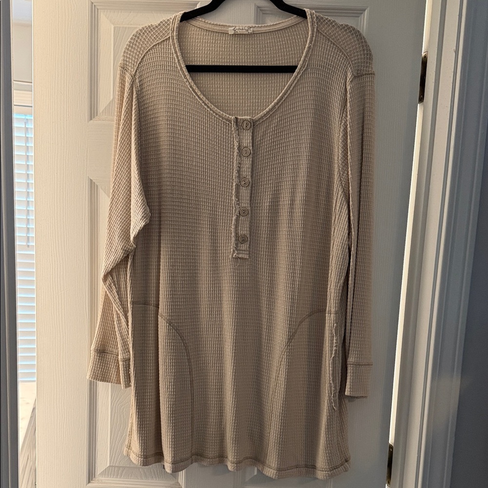 Intimately Free People NWOT Large Waffle Knit Henley Tunic